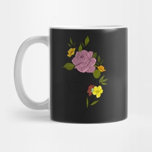 Abstract woman face with roses line art Mug